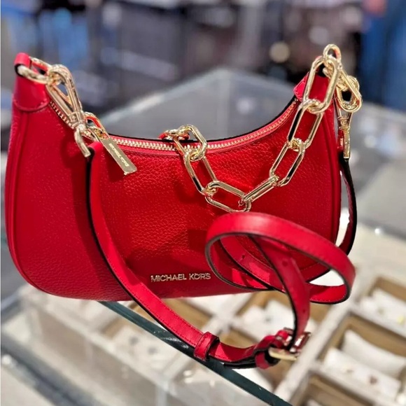 Michael Kors Cora Medium Leather Chain Crossbody Shoulder Bag